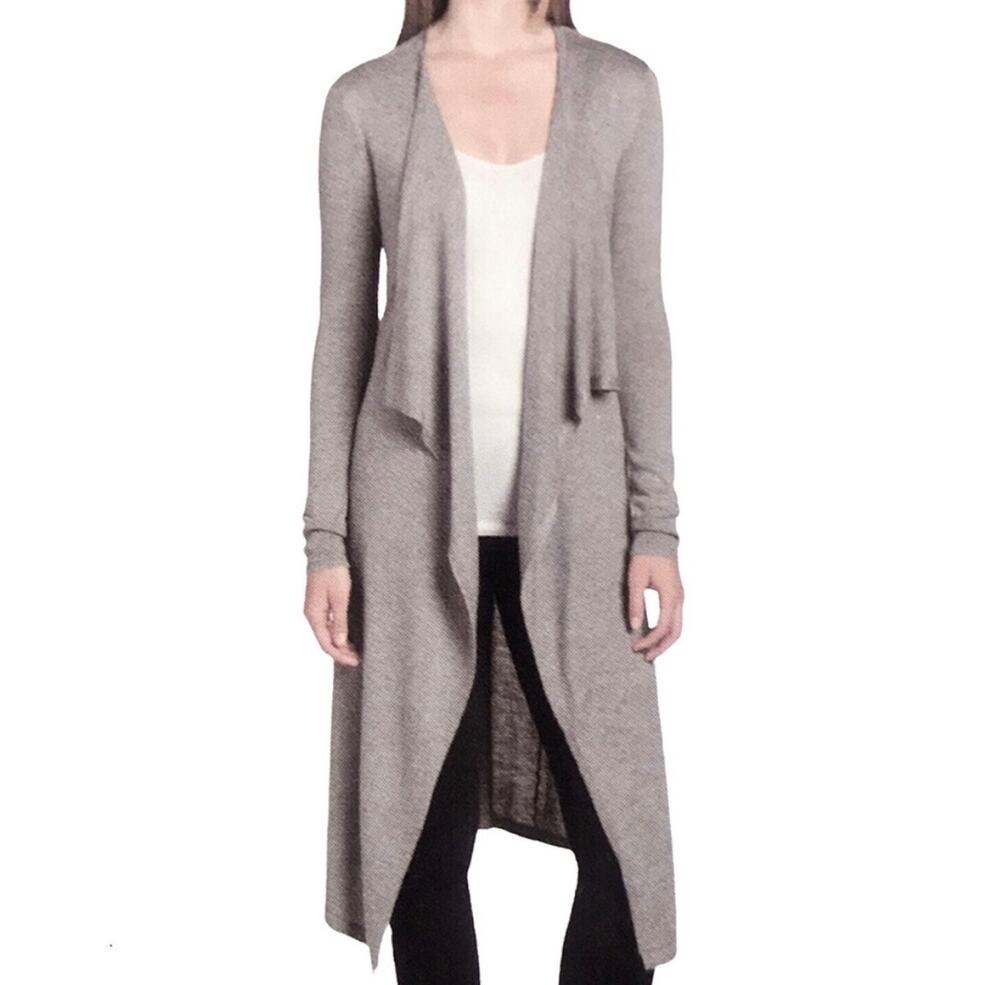 Chelsea & Theodore NWT Oatmeal Heather Open Front Knit Sweater LARGE